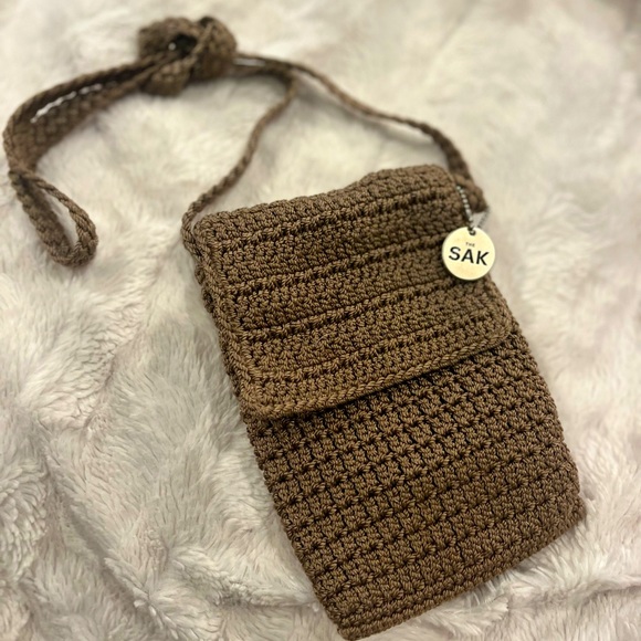 The Sak Handbags - The Sak | Boho Woven Flap Zip Close Crossbody  | Brown Gold | Small Purse